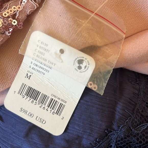 NWT Free People Night Gaze Mini Sequin Strapless Blush Pink Dress - Picture 6 of 6